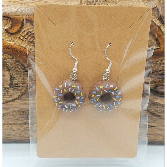 handmade Jewelry - 3D Chocolate Donut Earrings Y2K Retro Novelty